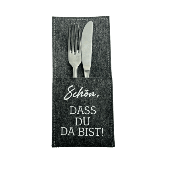 Filz BESTECKTASCHE Schön dass du da bist – Bild 2