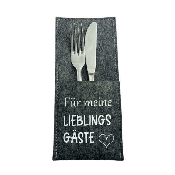 Filz BESTECKTASCHE Für meine Lieblings Gäste – Bild 3